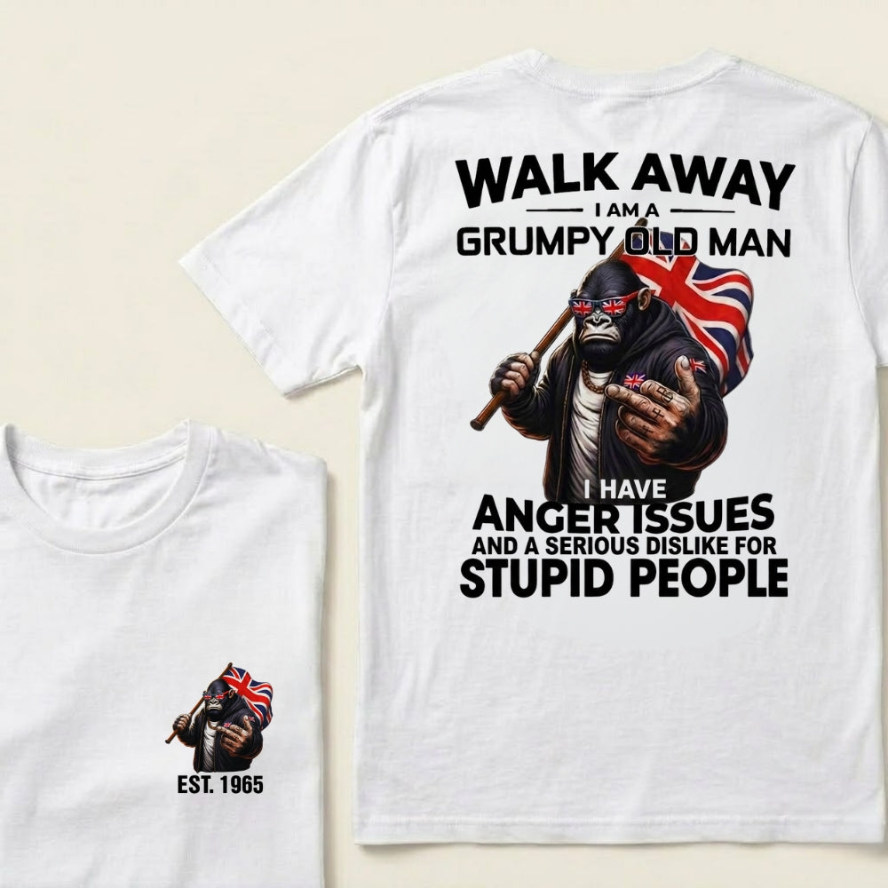 Custom EST.Year Walk Away I Am A Grumpy Old Man T-Shirt