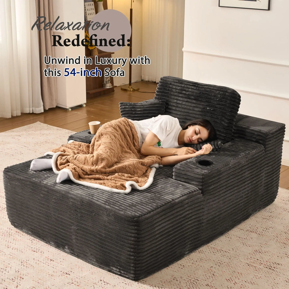 🔥Chaise Lounge Chair with Cup Holders