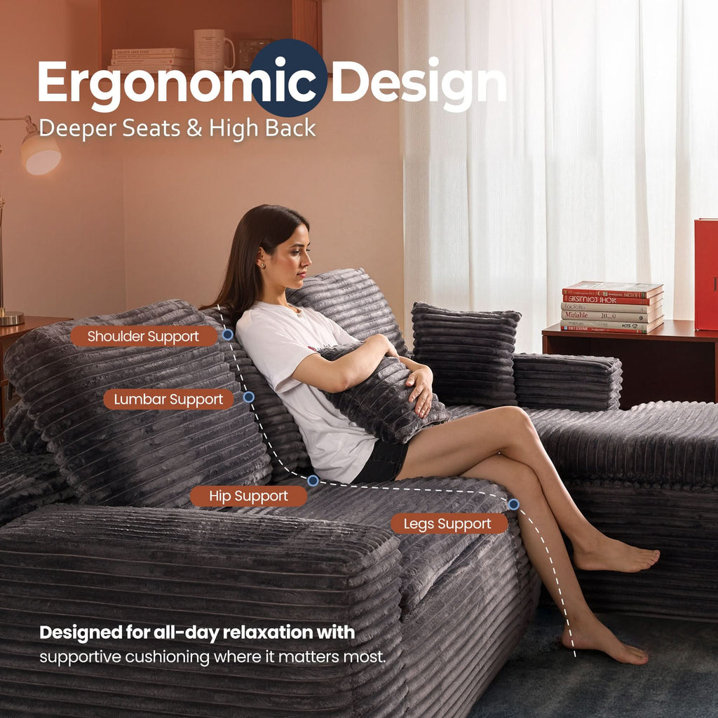 Modular Sectional Sofa with Chaise,Deep Seat Cloud Couch, Modern L-Shape