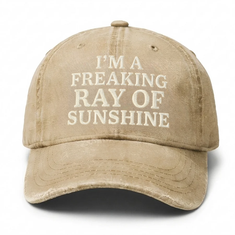 Vintage Wash "I'm A Freaking Ray Of Sunshine" Embroidered Cap