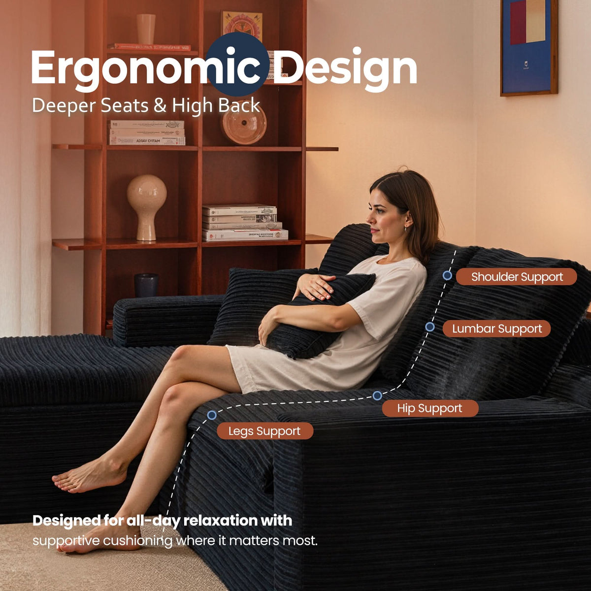 Modular Sectional Sofa with Chaise,Deep Seat Cloud Couch, Modern L-Shape