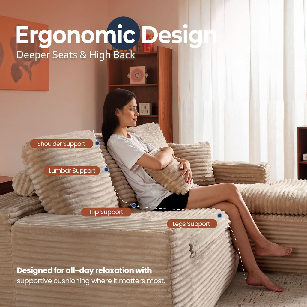 Modular Sectional Sofa with Chaise,Deep Seat Cloud Couch, Modern L-Shape