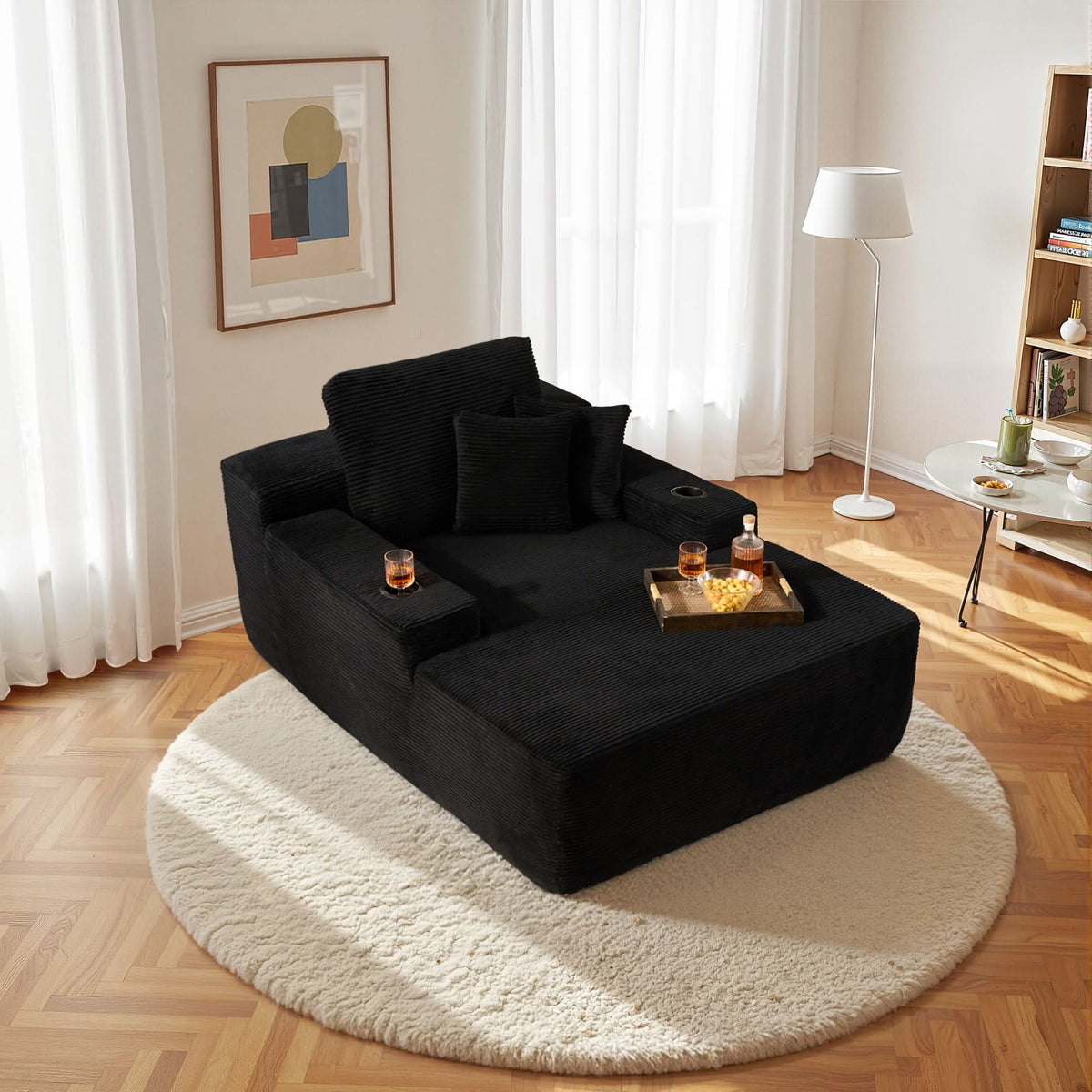 🔥Chaise Lounge Chair with Cup Holders