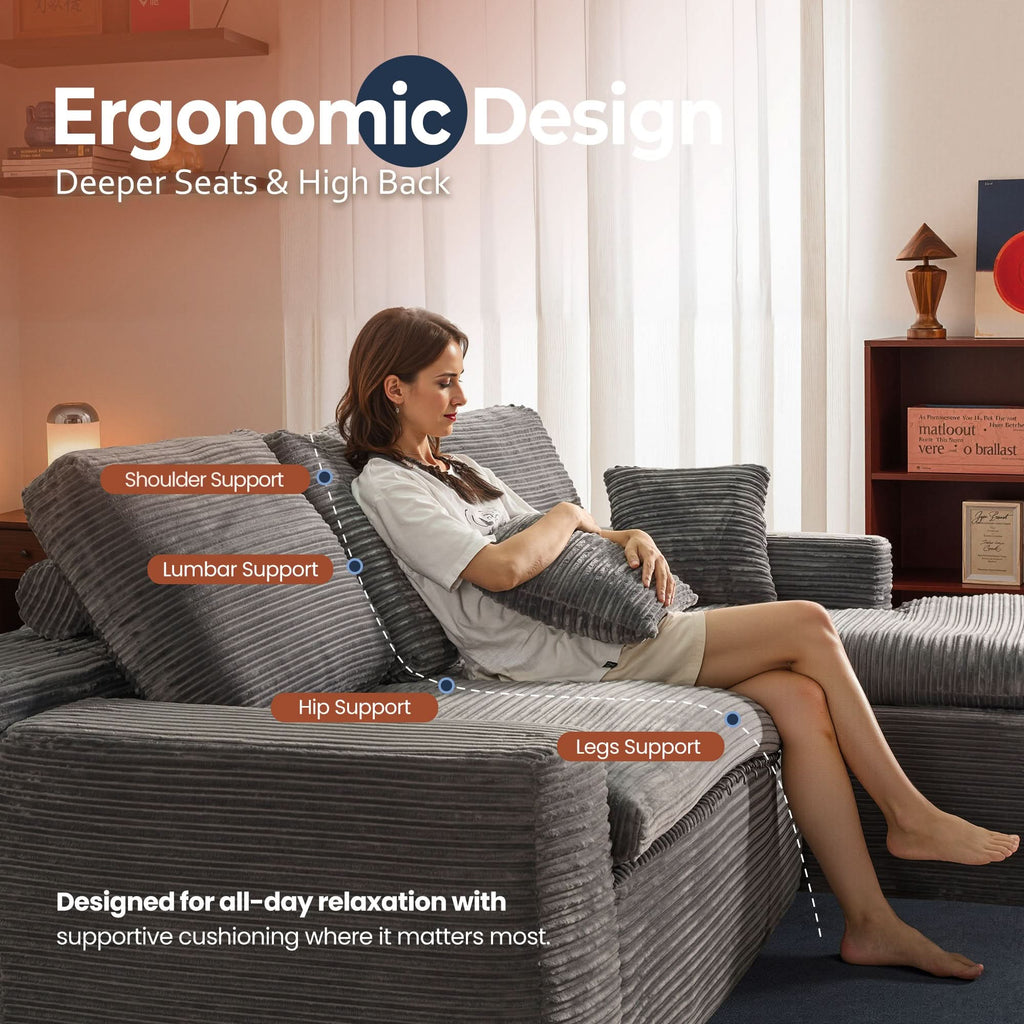 Modular Sectional Sofa with Chaise,Deep Seat Cloud Couch, Modern L-Shape