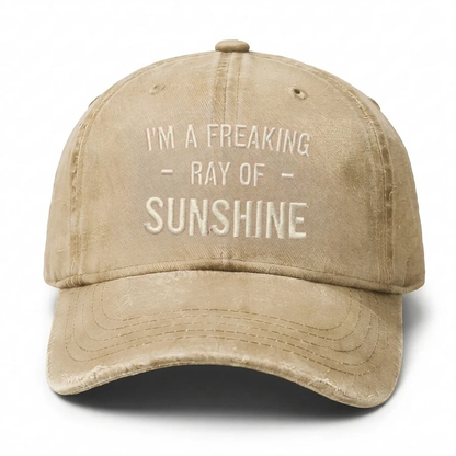 Vintage Washed "I'm A Freaking Ray Of Sunshine" Embroidered Cap