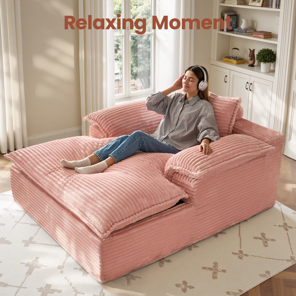 Boneless Lounge Chaise with Cloud Plush Sofa Bed