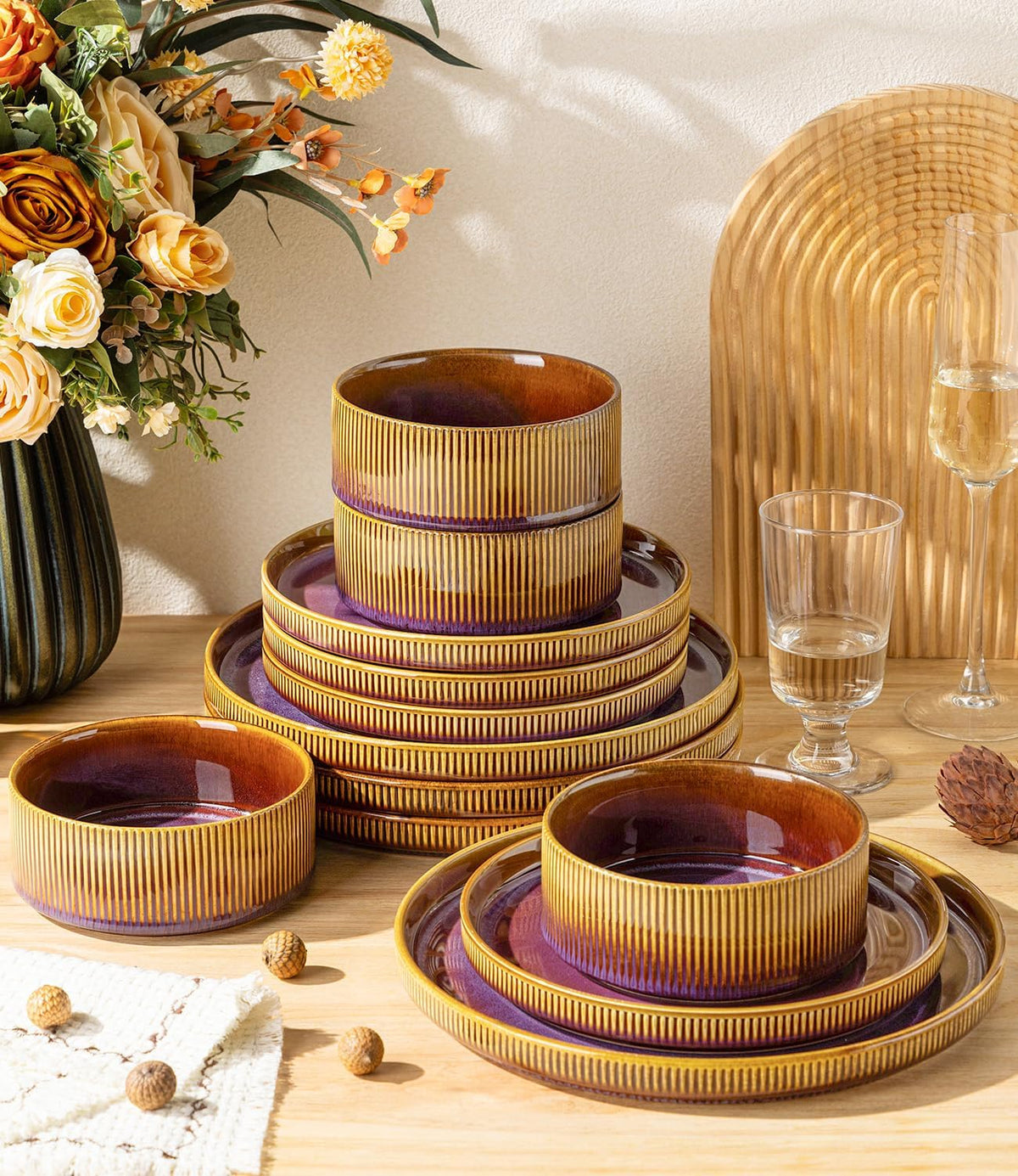 Elegant Ceramic Dinnerware Set – 12-Piece European Tableware Collection