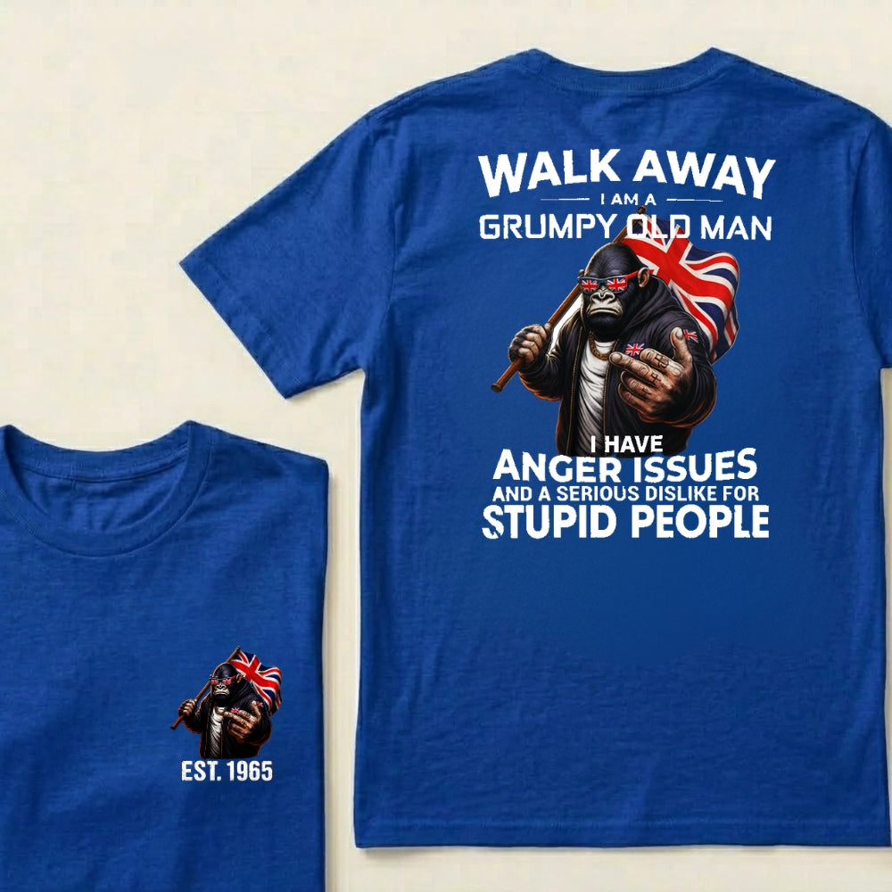 Custom EST.Year Walk Away I Am A Grumpy Old Man T-Shirt