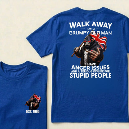 Custom EST.Year Walk Away I Am A Grumpy Old Man T-Shirt