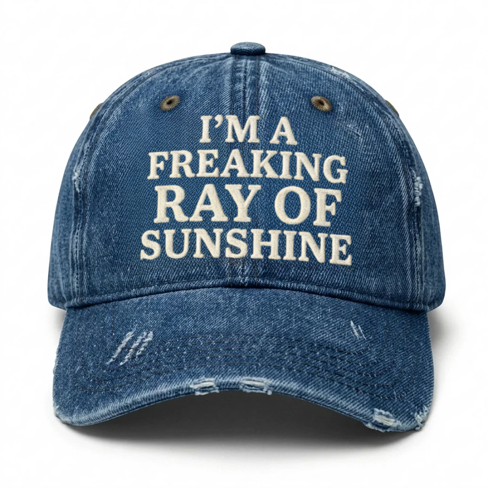 Vintage Wash "I'm A Freaking Ray Of Sunshine" Embroidered Cap
