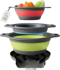 Collapsible Colanders 3-Pack – Sturdy Kitchen Strainer Set with Compact Over-Sink Self-Drainage Base, 3 Sizes (2.8 L, 3.8 L and 4.7 L), White