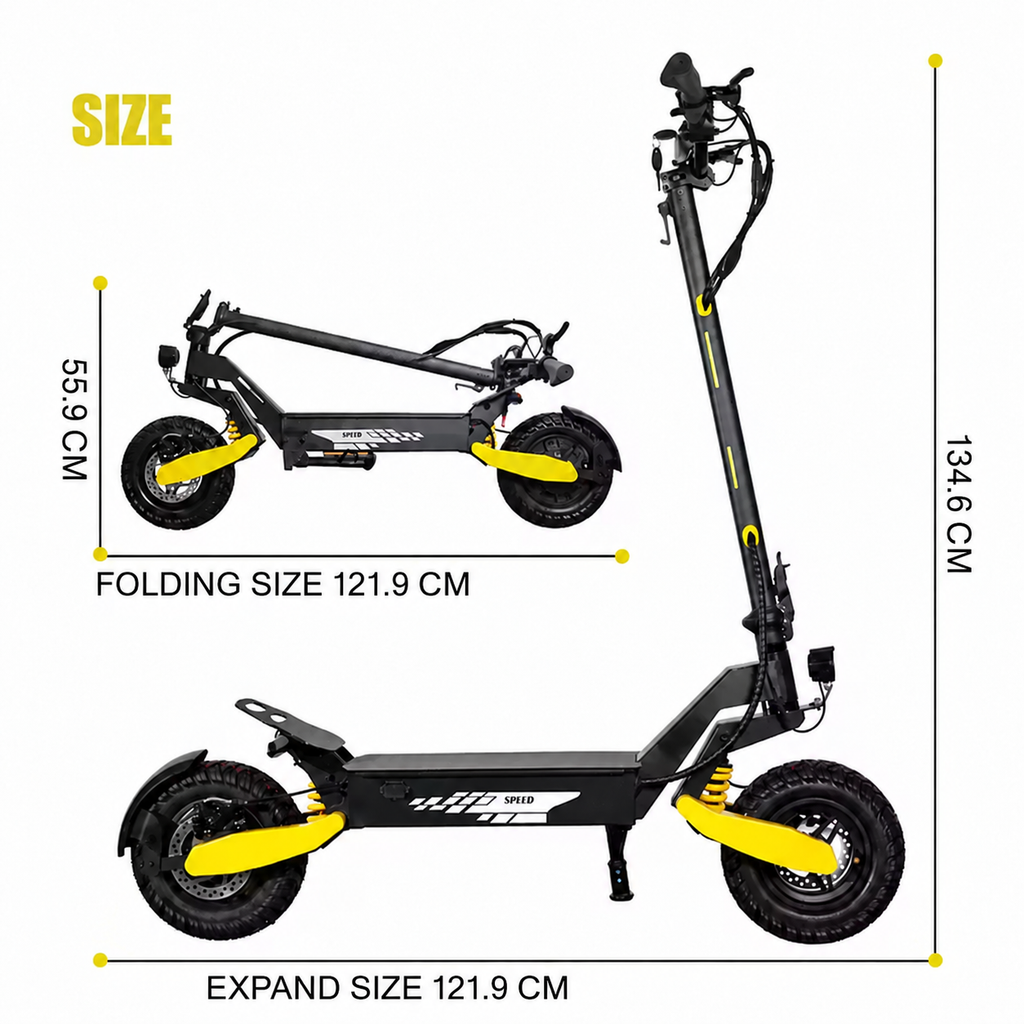All-Terrain Dual-Motor Electric Scooter for Adults | 1200W Power | Up to 30 MPH | 20–40 Mile Range | 3-Second Folding | 330 lb Load Capacity | Dual Shock Absorption