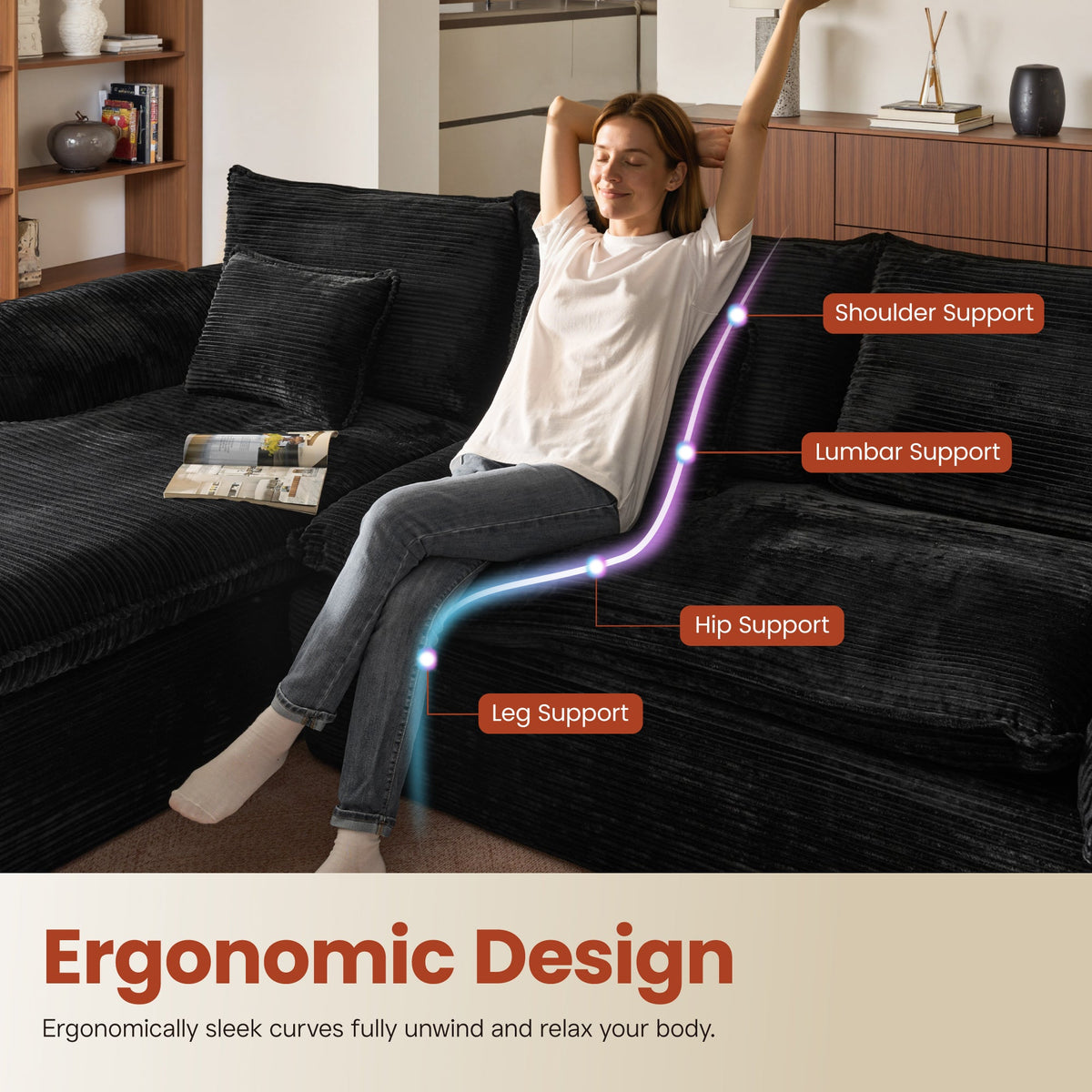 Modular Sectional Sofa with Chaise,Deep Seat Cloud Couch, Modern L-Shape