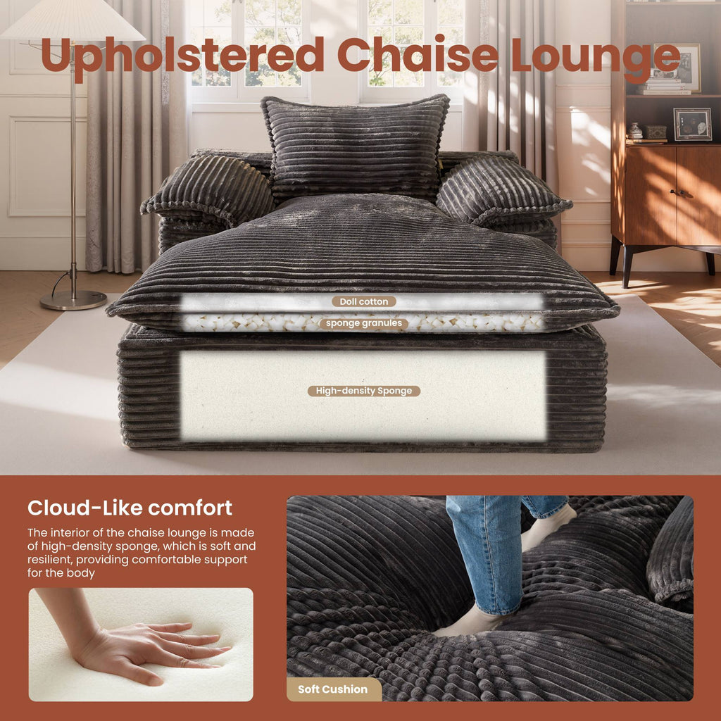 Boneless Lounge Chaise with Cloud Plush Sofa Bed