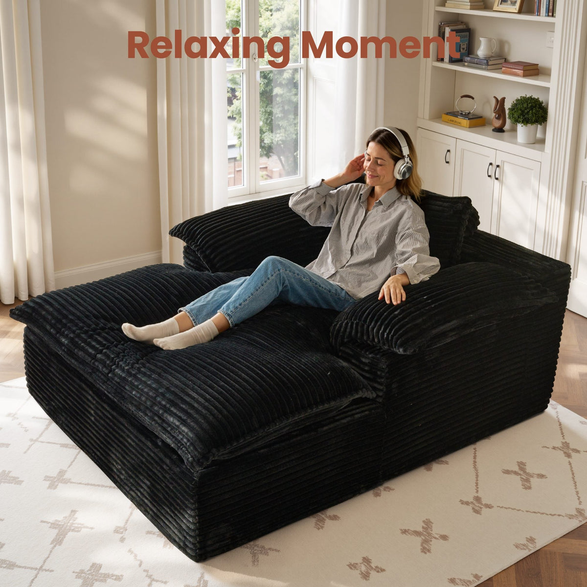 Boneless Lounge Chaise with Cloud Plush Sofa Bed
