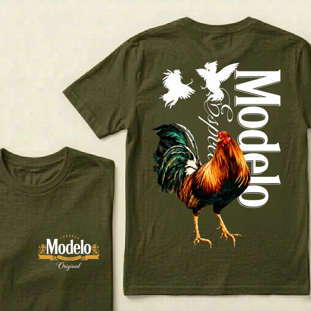Modelo Rooster Colorful Bird Silhouettes Cerveza Modelo Original T-Shirts