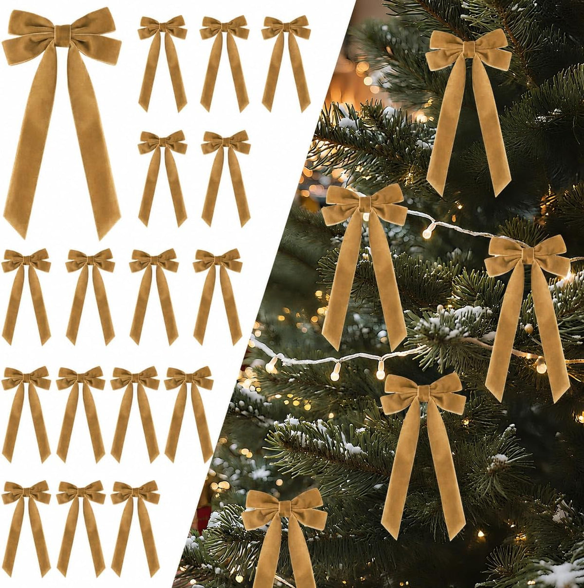 Senjie Velvet Bows for Christmas Tree, Christmas Bows for Gift Wrapping