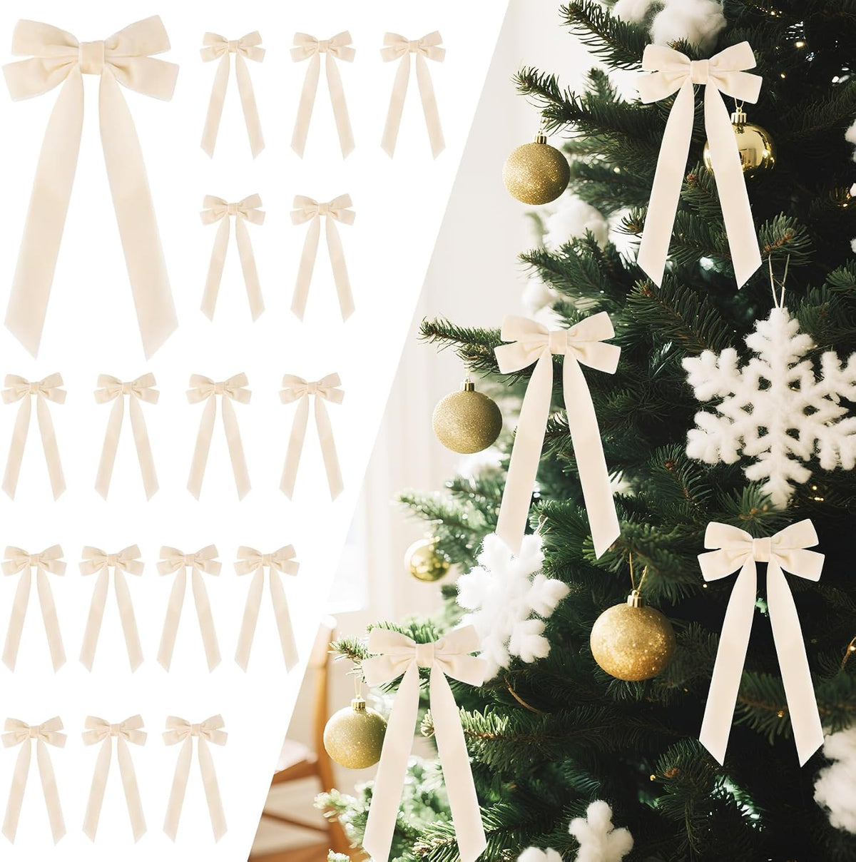 Senjie Velvet Bows for Christmas Tree, Christmas Bows for Gift Wrapping