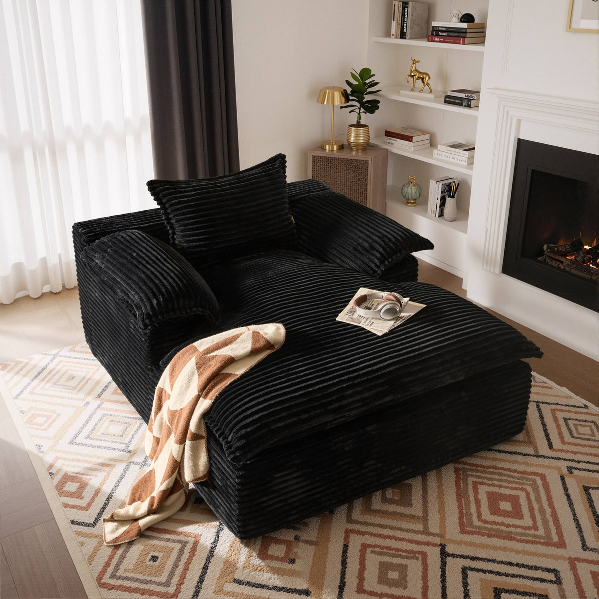 Boneless Lounge Chaise with Cloud Plush Sofa Bed