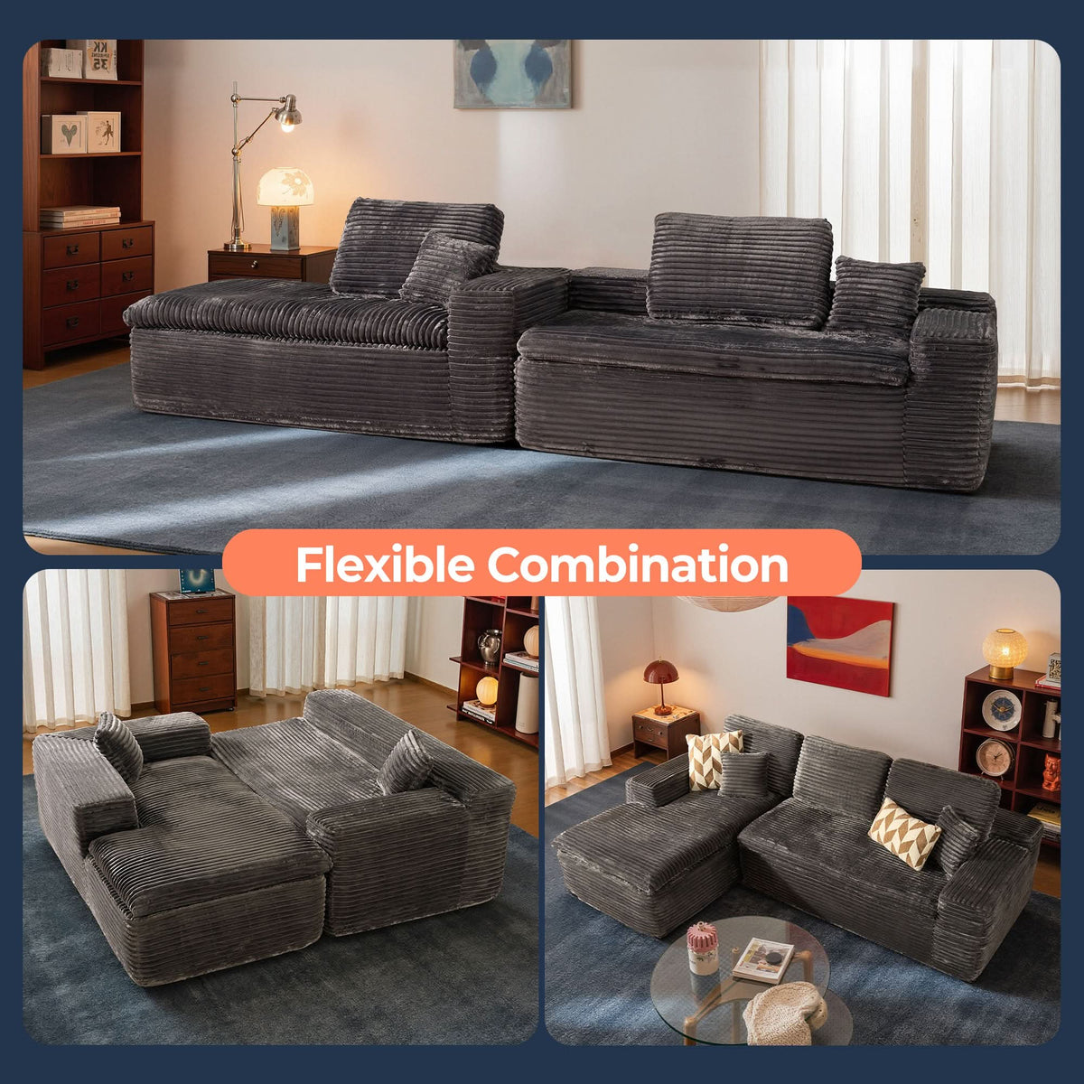Modular Sectional Sofa with Chaise,Deep Seat Cloud Couch, Modern L-Shape