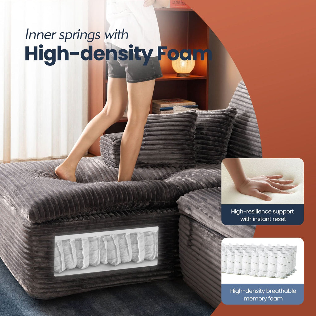 Modular Sectional Sofa with Chaise,Deep Seat Cloud Couch, Modern L-Shape