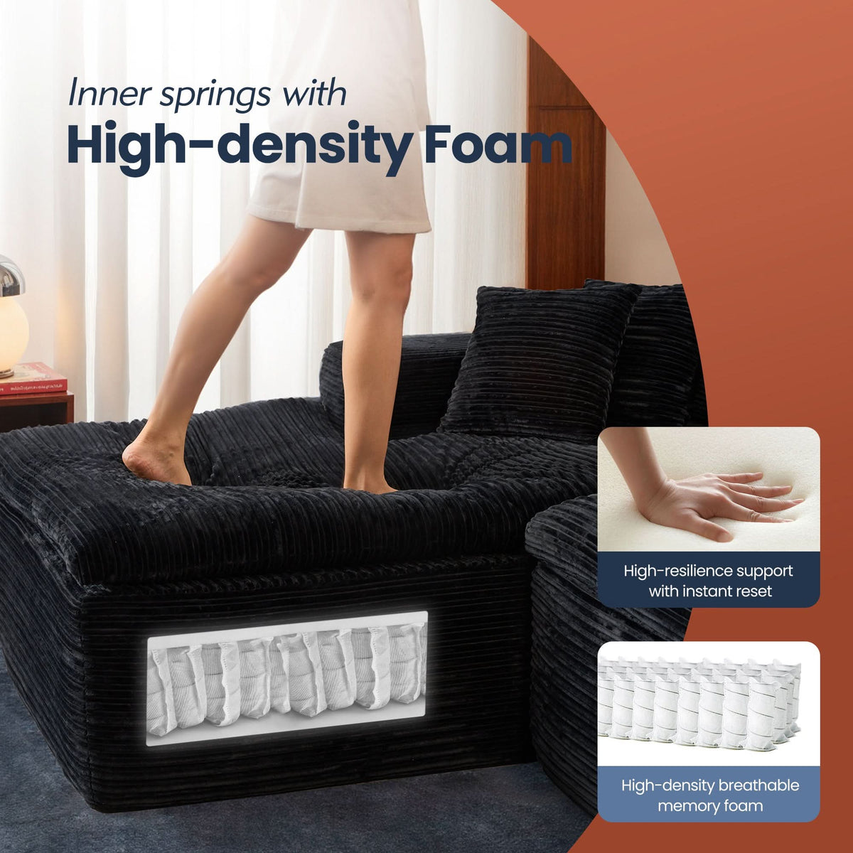 Modular Sectional Sofa with Chaise,Deep Seat Cloud Couch, Modern L-Shape