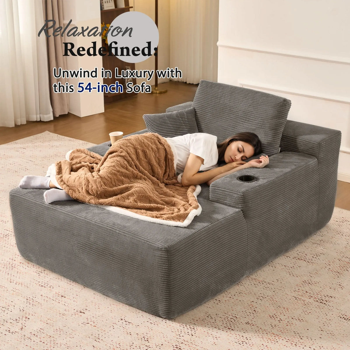 🔥Chaise Lounge Chair with Cup Holders