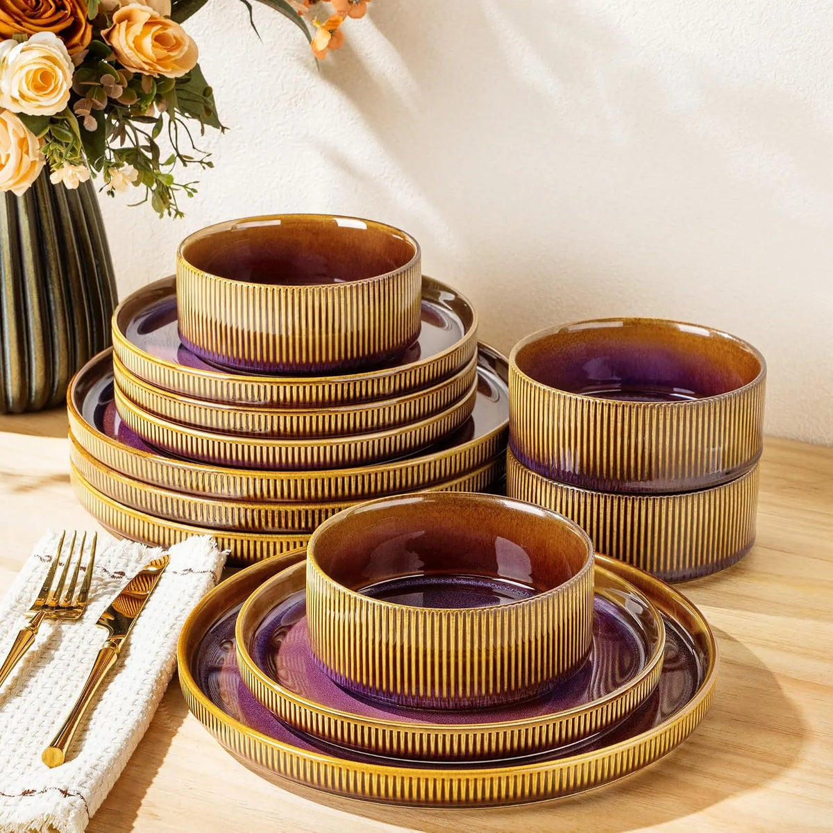 Elegant Ceramic Dinnerware Set – 12-Piece European Tableware Collection
