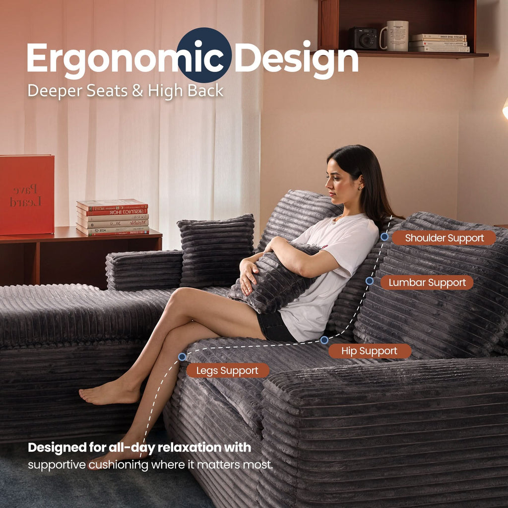 Modular Sectional Sofa with Chaise,Deep Seat Cloud Couch, Modern L-Shape