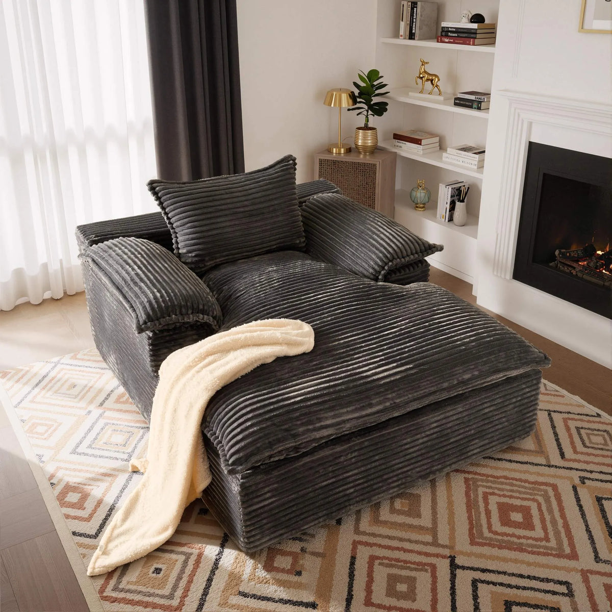 Boneless Lounge Chaise with Cloud Plush Sofa Bed