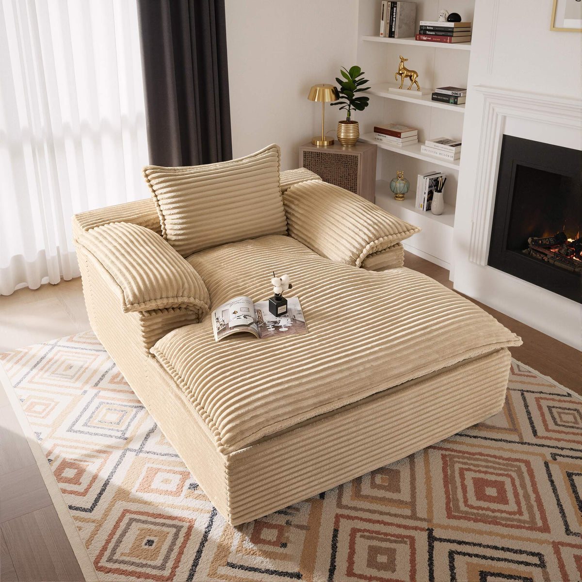 Boneless Lounge Chaise with Cloud Plush Sofa Bed