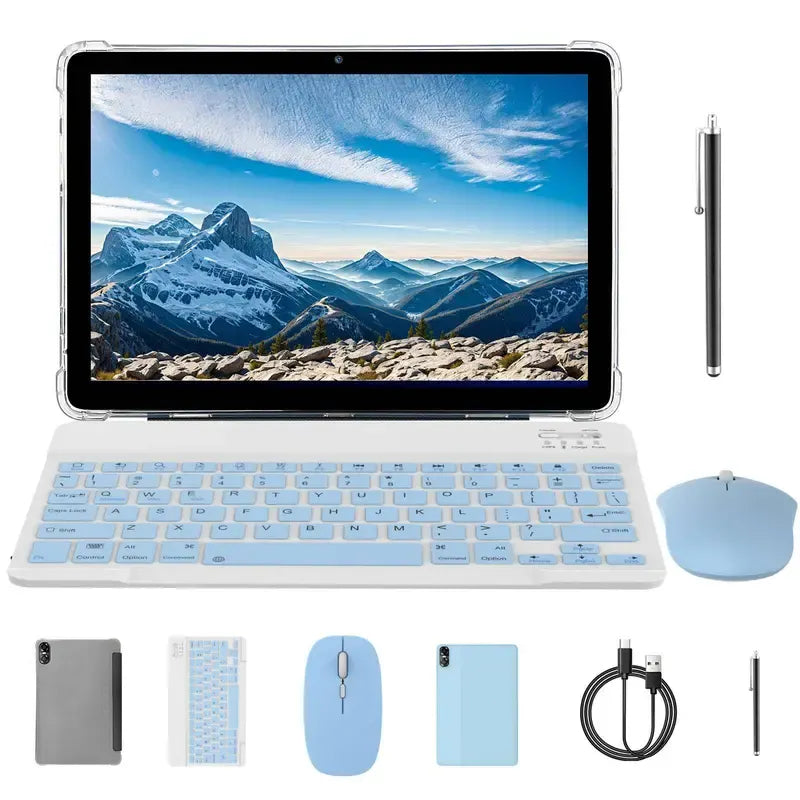 25.4 cm LCD Touchscreen Tablet with 16 GB (4 GB + 12 GB Expanded) RAM, 64 GB ROM, Android 15, Portable Bluetooth Keyboard and Mouse Set for Home Office and Gifting