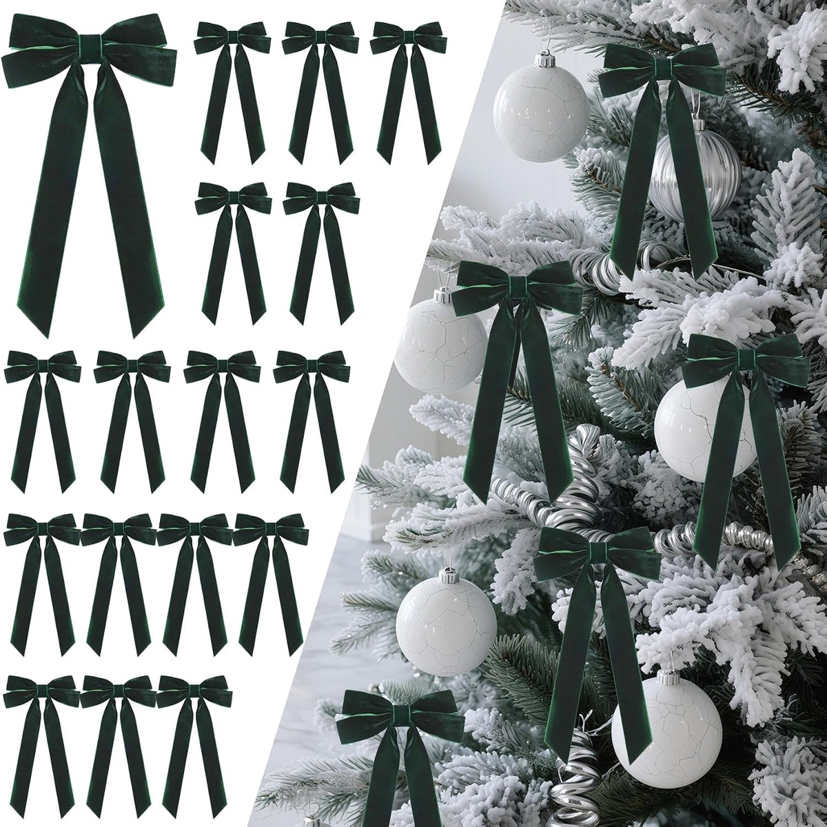 Senjie Velvet Bows for Christmas Tree, Christmas Bows for Gift Wrapping