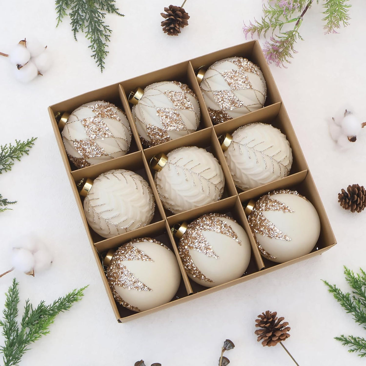 3.15IN Velvet Ornaments for Christmas Tree, 12pcs Flocked Ornaments Balls