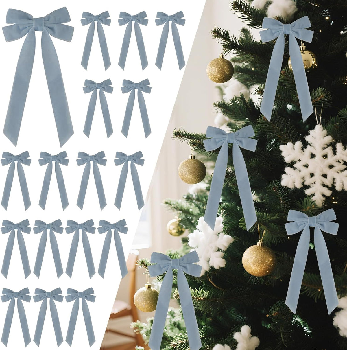 Senjie Velvet Bows for Christmas Tree, Christmas Bows for Gift Wrapping