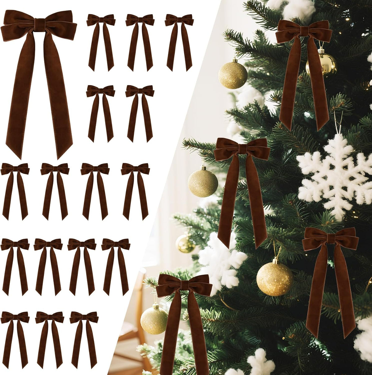 Senjie Velvet Bows for Christmas Tree, Christmas Bows for Gift Wrapping