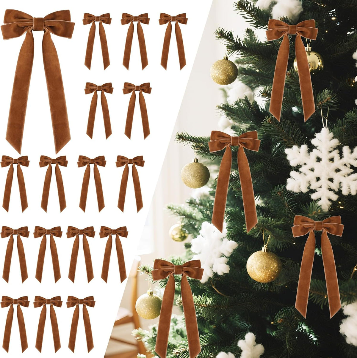Senjie Velvet Bows for Christmas Tree, Christmas Bows for Gift Wrapping