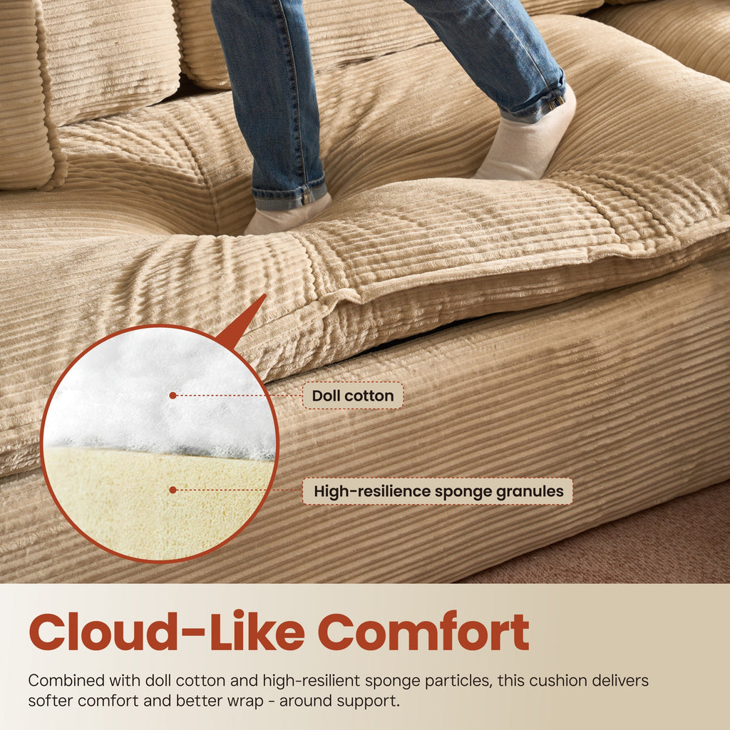 Modular Sectional Sofa with Chaise,Deep Seat Cloud Couch, Modern L-Shape