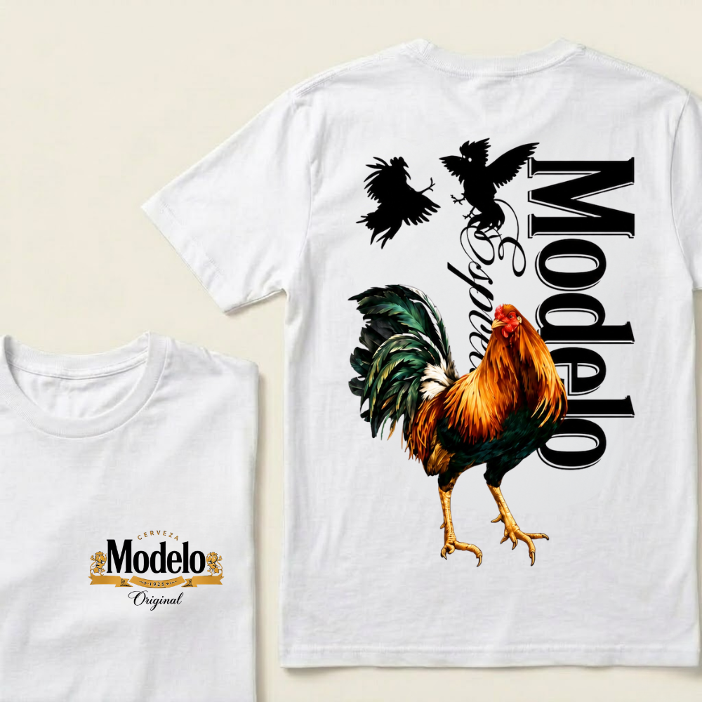 Modelo Rooster Colorful Bird Silhouettes Cerveza Modelo Original T-Shirts