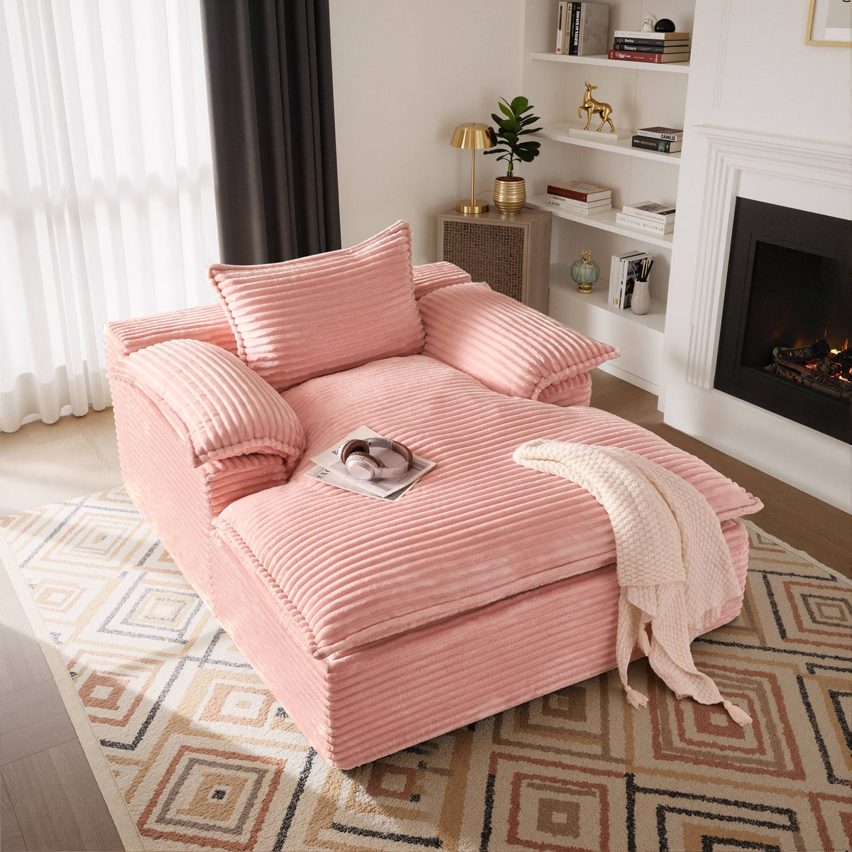 Boneless Lounge Chaise with Cloud Plush Sofa Bed