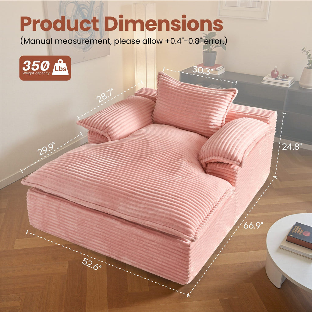 Boneless Lounge Chaise with Cloud Plush Sofa Bed