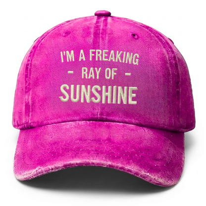 Vintage Washed "I'm A Freaking Ray Of Sunshine" Embroidered Cap