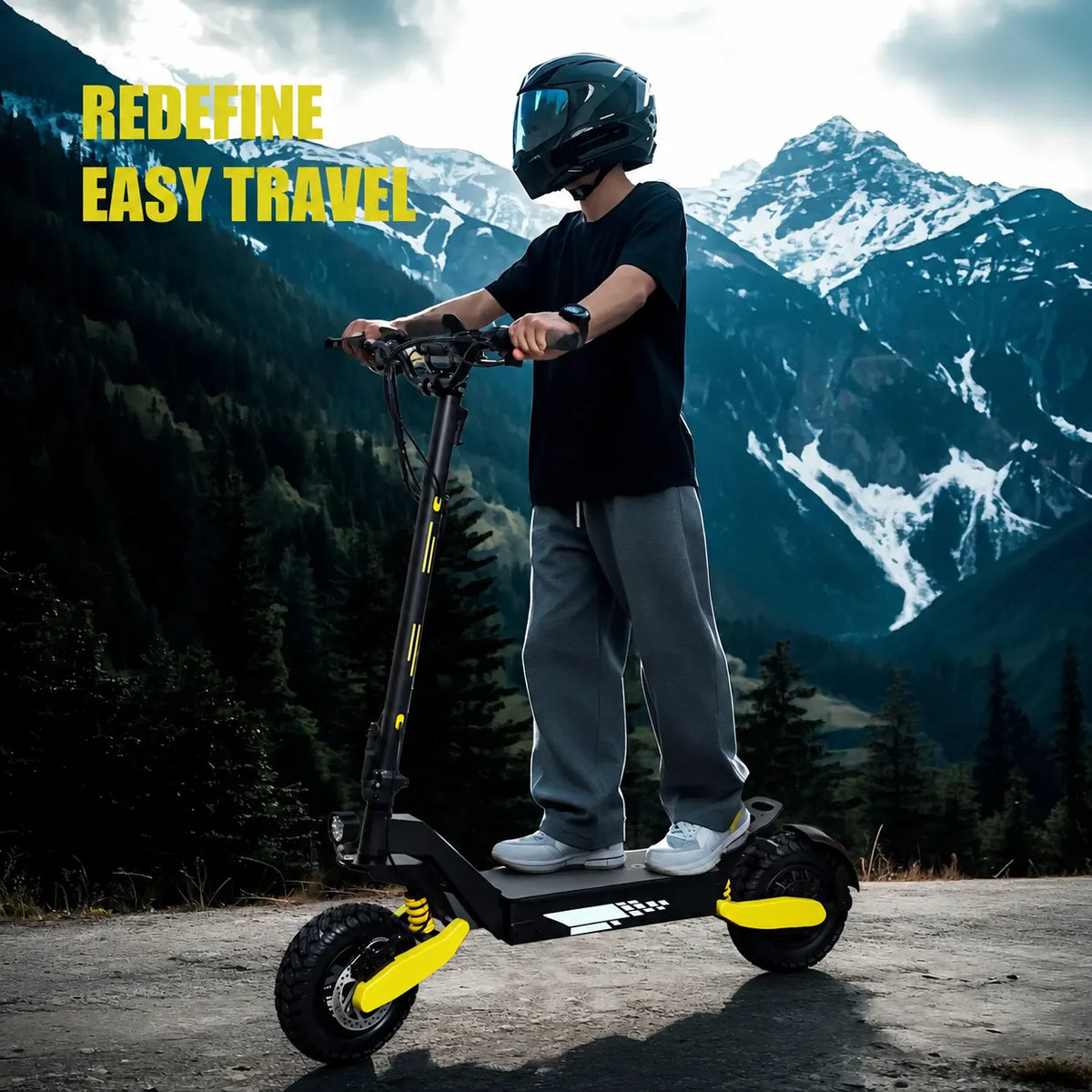 All-Terrain Dual-Motor Electric Scooter for Adults | 1200W Power | Up to 30 MPH | 20–40 Mile Range | 3-Second Folding | 330 lb Load Capacity | Dual Shock Absorption