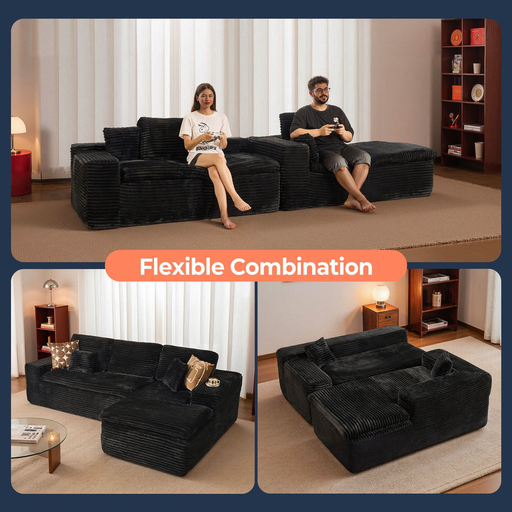 Modular Sectional Sofa with Chaise,Deep Seat Cloud Couch, Modern L-Shape
