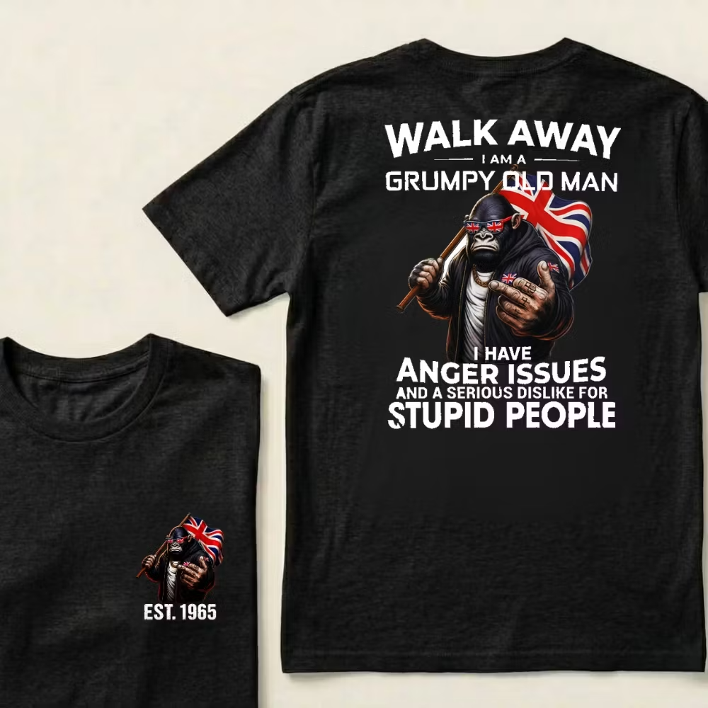 Custom EST.Year Walk Away I Am A Grumpy Old Man T-Shirt