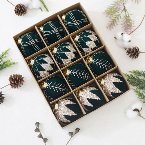 3.15IN Velvet Ornaments for Christmas Tree, 12pcs Flocked Ornaments Balls