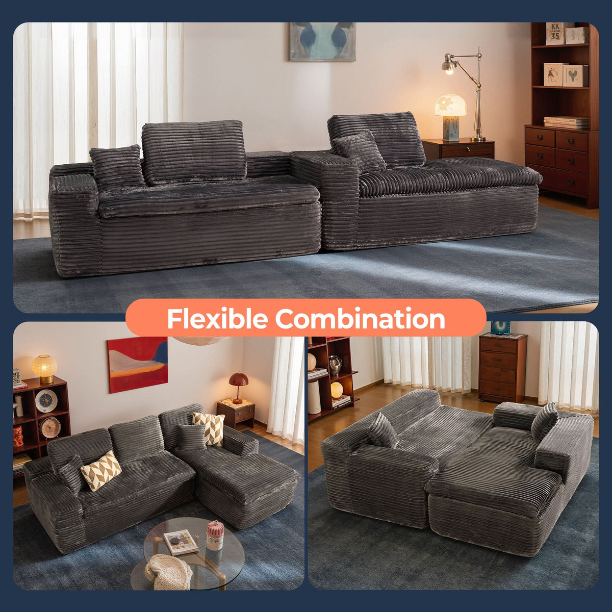 Modular Sectional Sofa with Chaise,Deep Seat Cloud Couch, Modern L-Shape