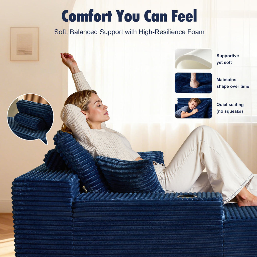 🔥Chaise Lounge Chair with Cup Holders