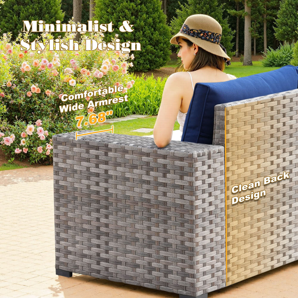 Ovios 13 Pieces Outdoor Patio Furniture Set with Fire Pit Table and Chairs with Wide Armrests