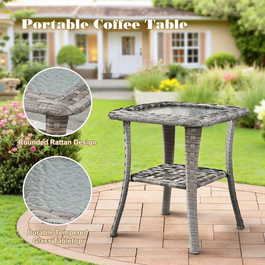 Ovios 13 Pieces Outdoor Patio Furniture Set with Fire Pit Table and Chairs with Wide Armrests